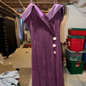 Betsy & Adam Strapless Purple Dress with Sparkling Accents
